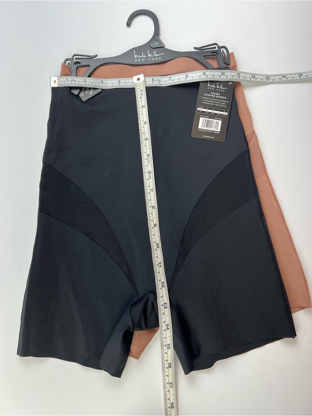 Sz M Nicole Miller New York 2 Scuba Shaping Shorts Hi Waist Control Power Mesh - Picture 4 of 8
